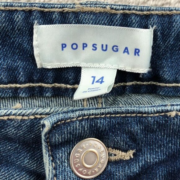 NWT Popsugar Womens Jeans Size 14 Straight Leg Frayed Hem Cotton Stretch Casual - Picture 3 of 16